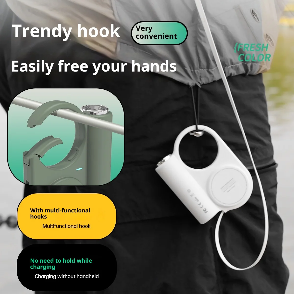 

New creative retractable power bank with cable for fast charging, outdoor compact and portable 5000 mAh mobile power supply