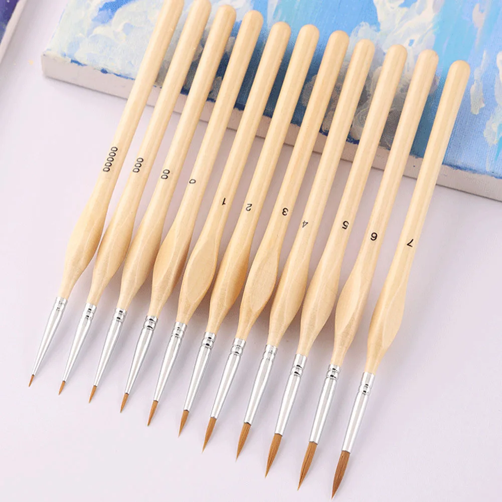 

10/11Pcs Nylon Wool Gouache Brush Watercolor Brushs Oil Painting Brush Frosted Plastic Rod Line Drawing Pen Paint Art Supplies