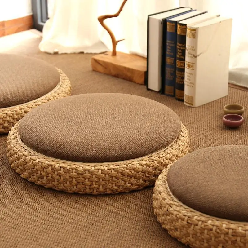 Handmade Rattan Cushion for Zen Meditation and Yoga Floor Cushion