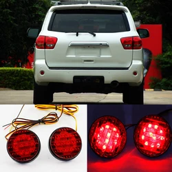 1 Pair New Round Red LED Auto Rear Bumper Reflector for Toyota Sequoia 2008 2009 2010 High Quality Car Tail Light Brake Lamp