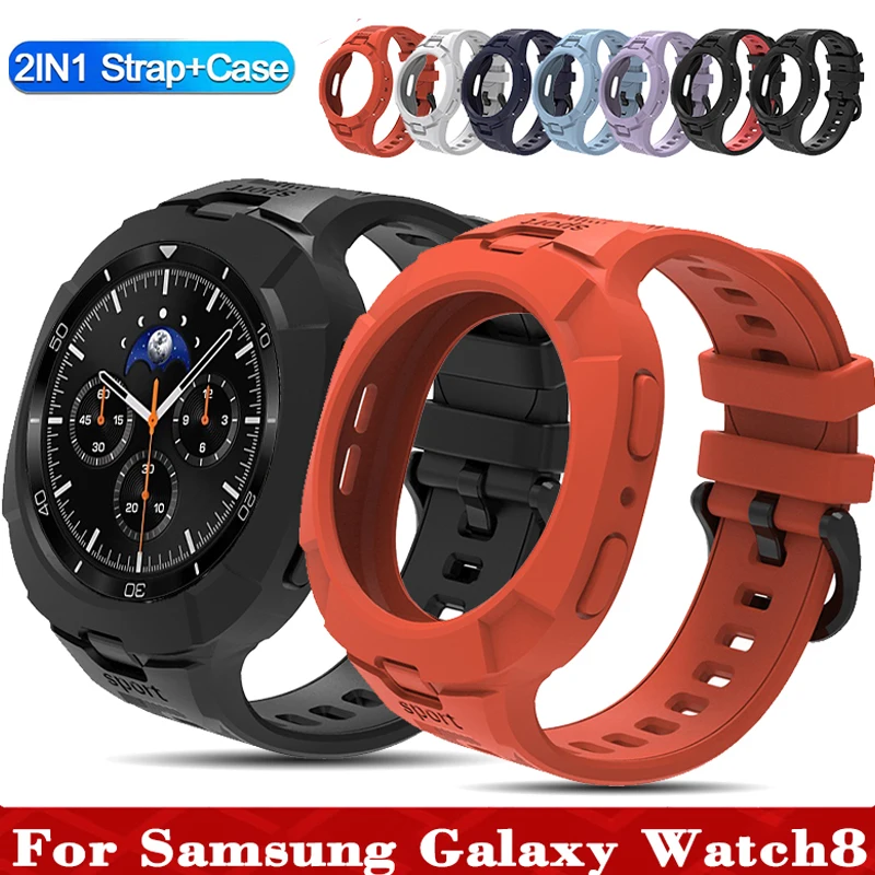 

Чехол + ремешок для Samsung Galaxy Watch 8 44 40 мм, силиконовый дышащий ремешок, сменный ремешок для Samsung Watch 8 Classic 46 мм