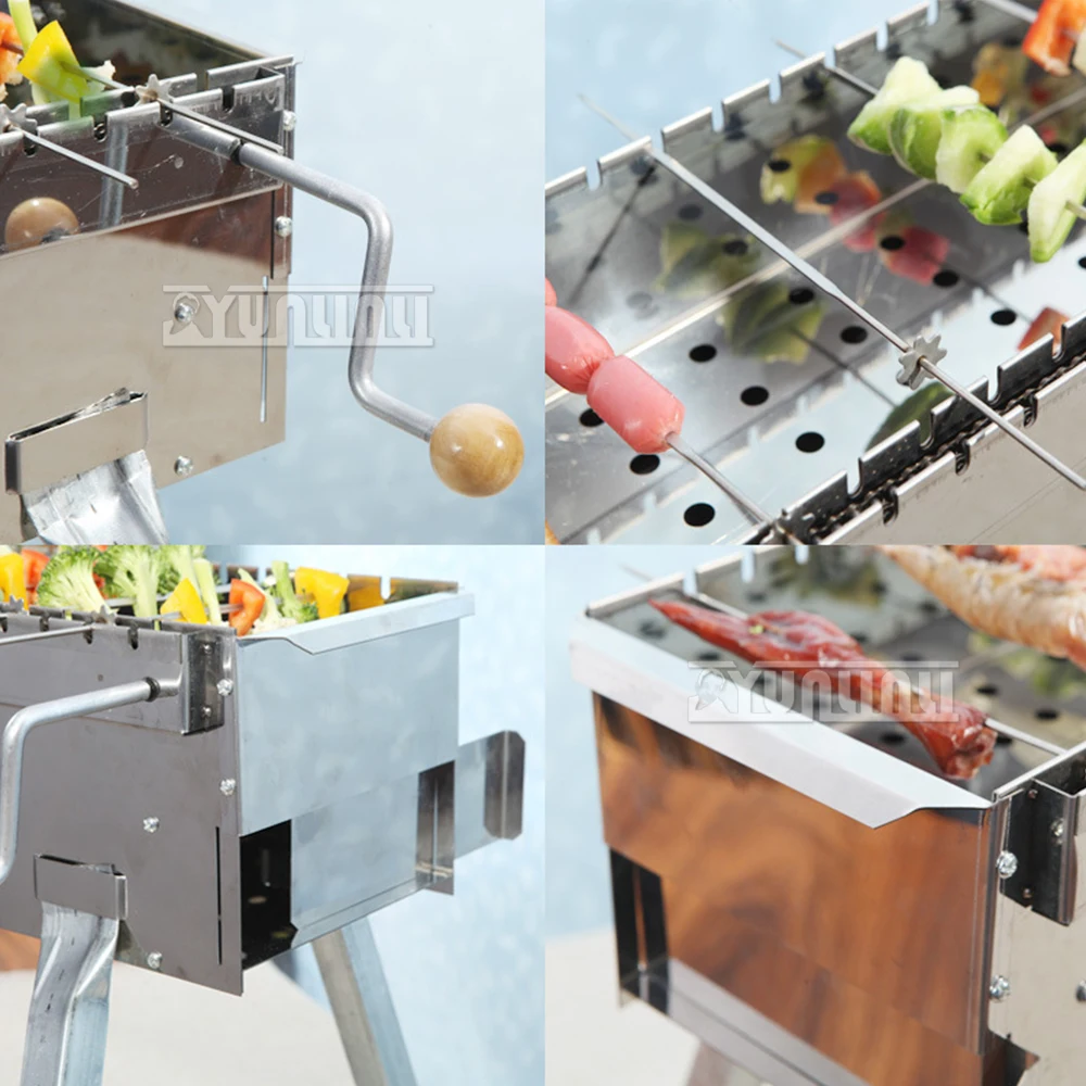 Household Foldable BBQ Stove Stainless steel Barbecue Grill Outdoor Rotary Barbecue Machine Grelha Churrasco