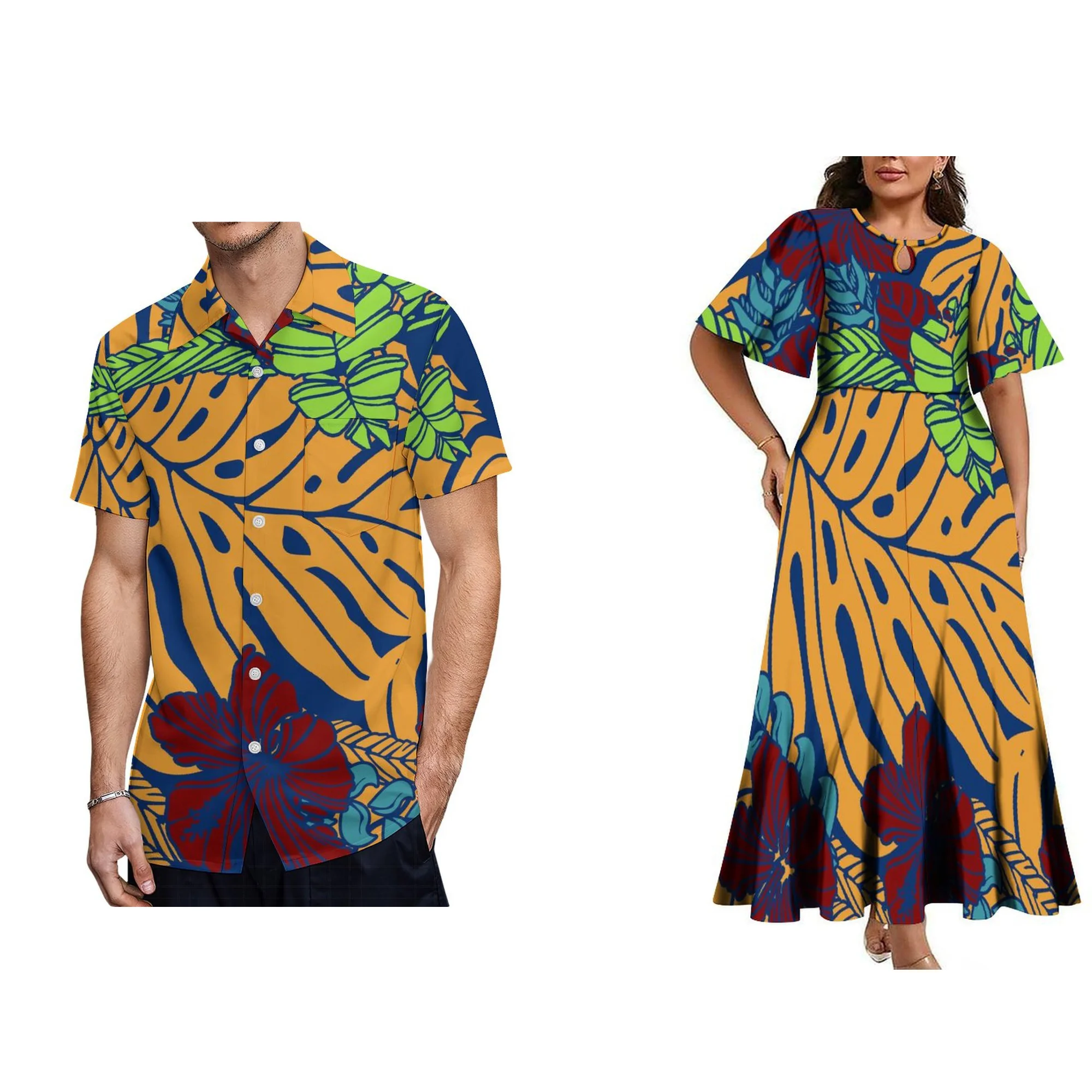 Hot Selling Customize Polynesia Dress Women Elegant Fit And Flare Pleated Evening Dress Hollow Out Crew Neck Casual Dresses
