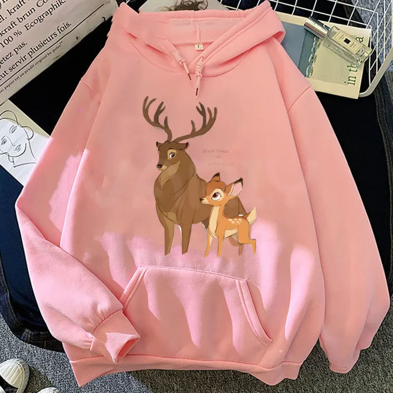 Original Cartoon Movie Bambi Women Hooded Cute Thumper Rabbit Sweatshirt Soft Girl Long Sleeve Pink High Quality Hoodie Outwear