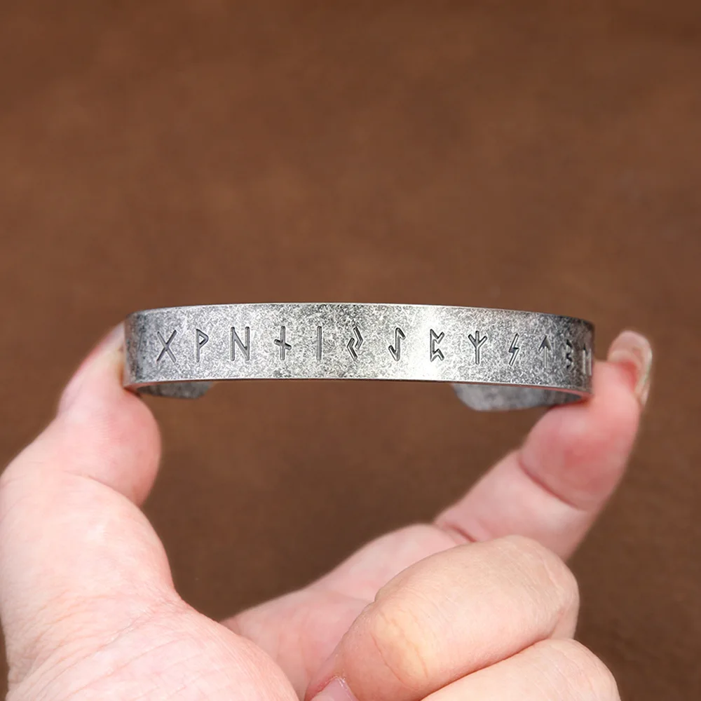 Popular Viking Rune Bracelest for Men and Women High Quality Stainless Steel Simple Open Bangles Nordic Style Party Jewelry Gift