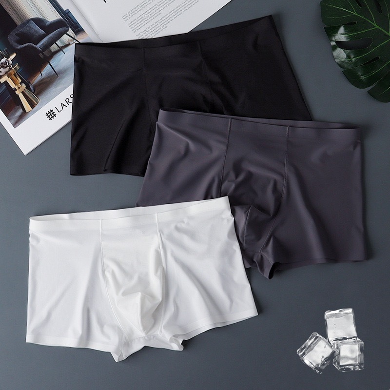 3PCS Men's Ice Silk Quick-drying Underwear Sports Boxers 5A Antibacterial Breathable Non-marking Flat Pants Head 