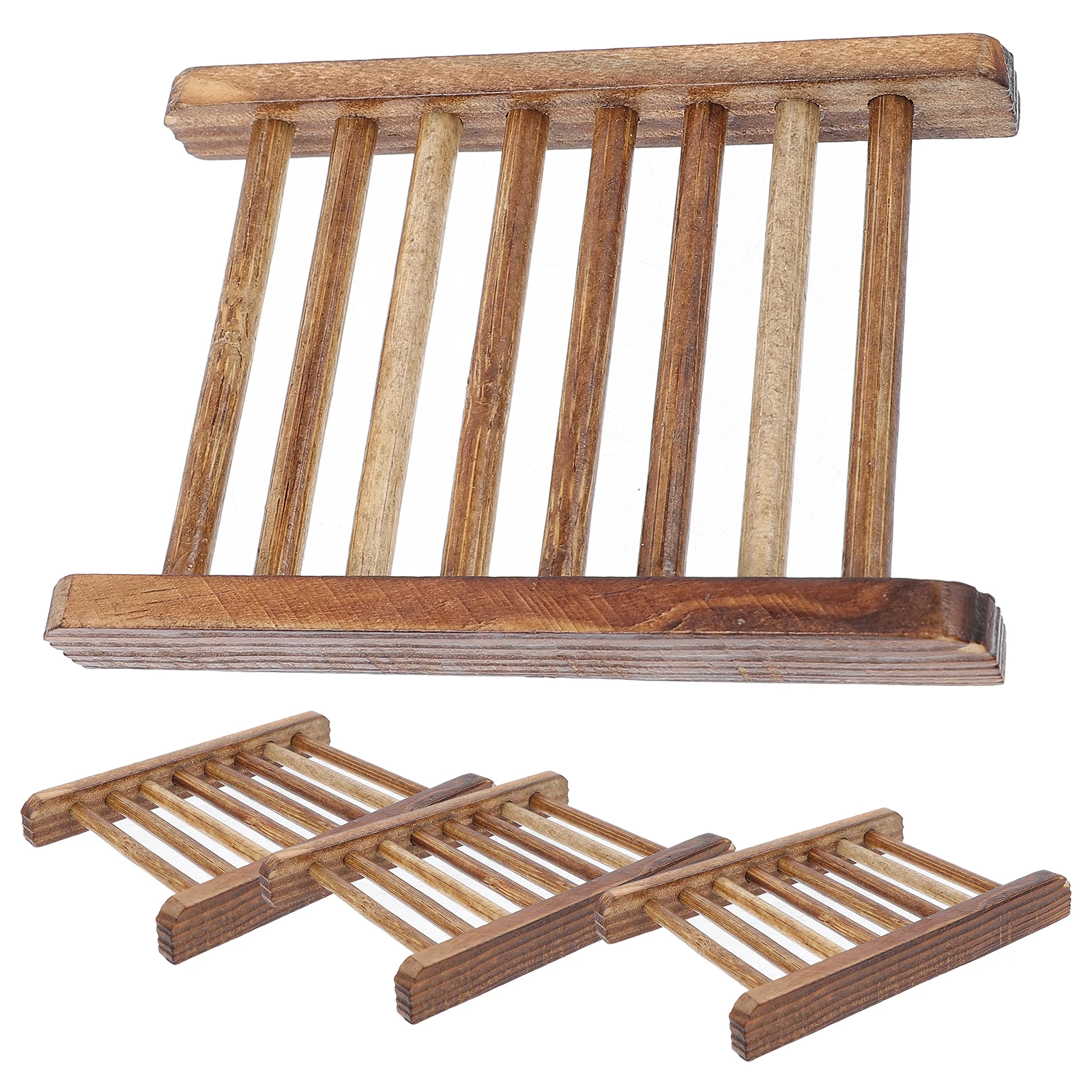 

4 Pcs Soap Holder Wooden Dish Bathtub Household Shower Dishes for Bathroom Travel