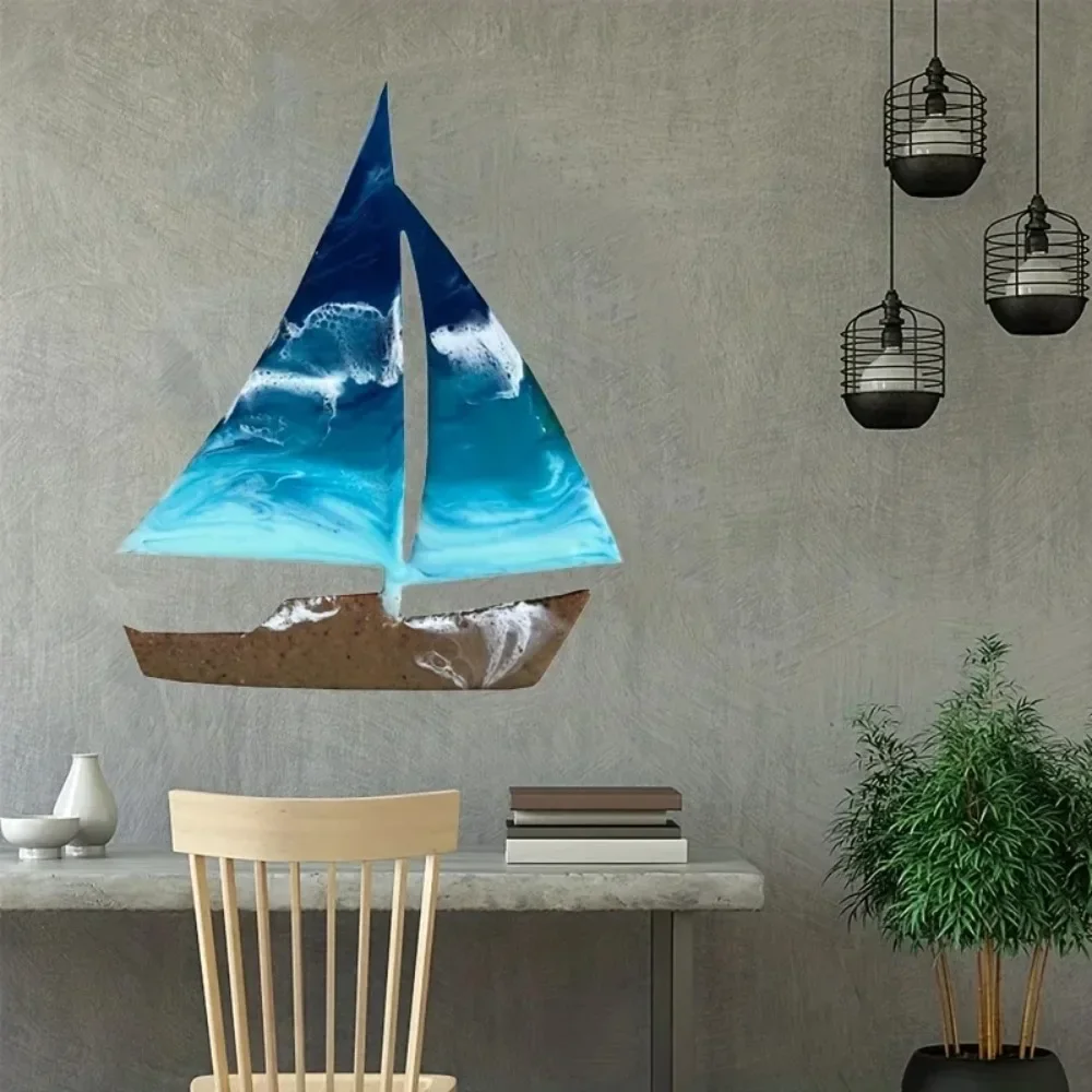 CIFBUY Nautical Aluminum Wall Art Sailboat Waterproof Durable Metal Sculpture for Living Room Bedroom Home Decor