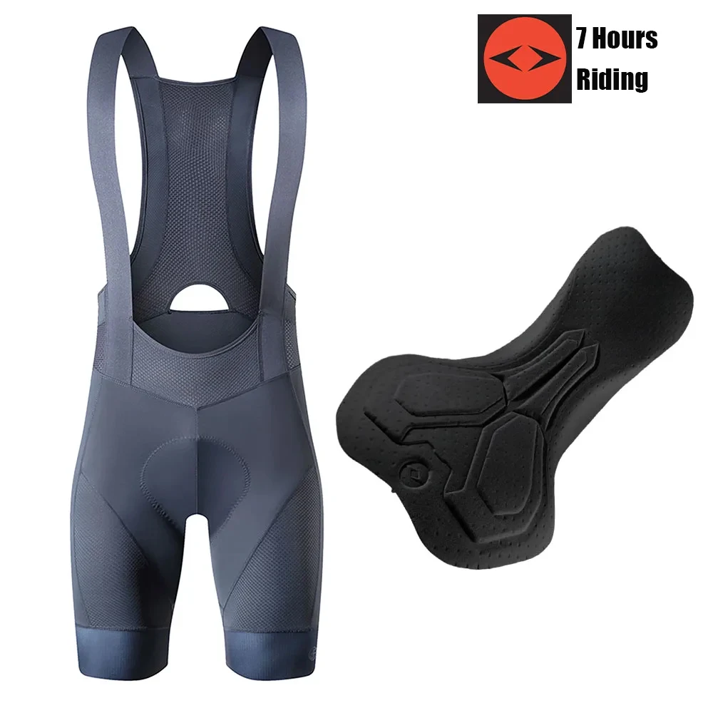YKYWBIKE Herren Radsport-Trägerhose Italien Elastic Interface 7 Stunden Gepolsterte Profi-Fahrradhose Rennrad-Radlerhose