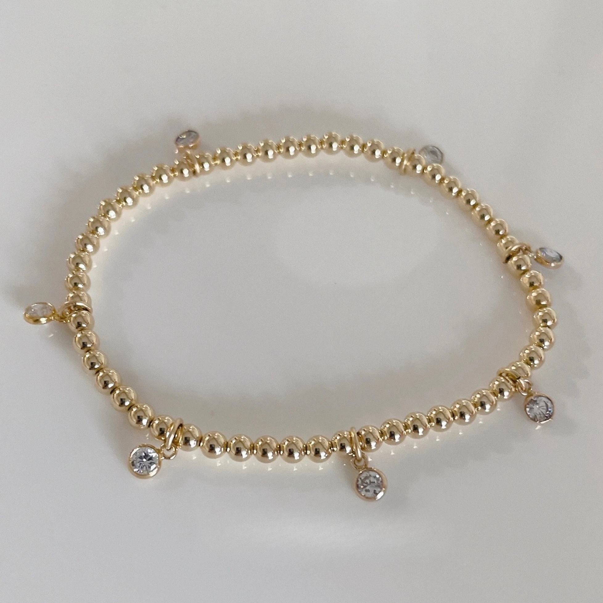 14K Gold filled Beaded Bracelet Dainty Zircon Bracelet Hypoallergenic Jewelry Tarnish Resistant Jewelry for Women Gift