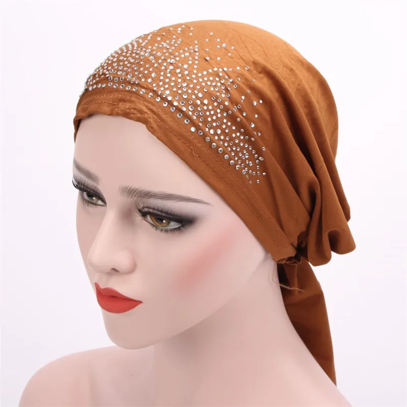 

Pre-Tied Muslim Women Inner Hat Hijab Chemo Cap Bonnet Turban Underscarf Hair Loss Hat Beanies Arab Islamic Headscarf Wrap Mujer