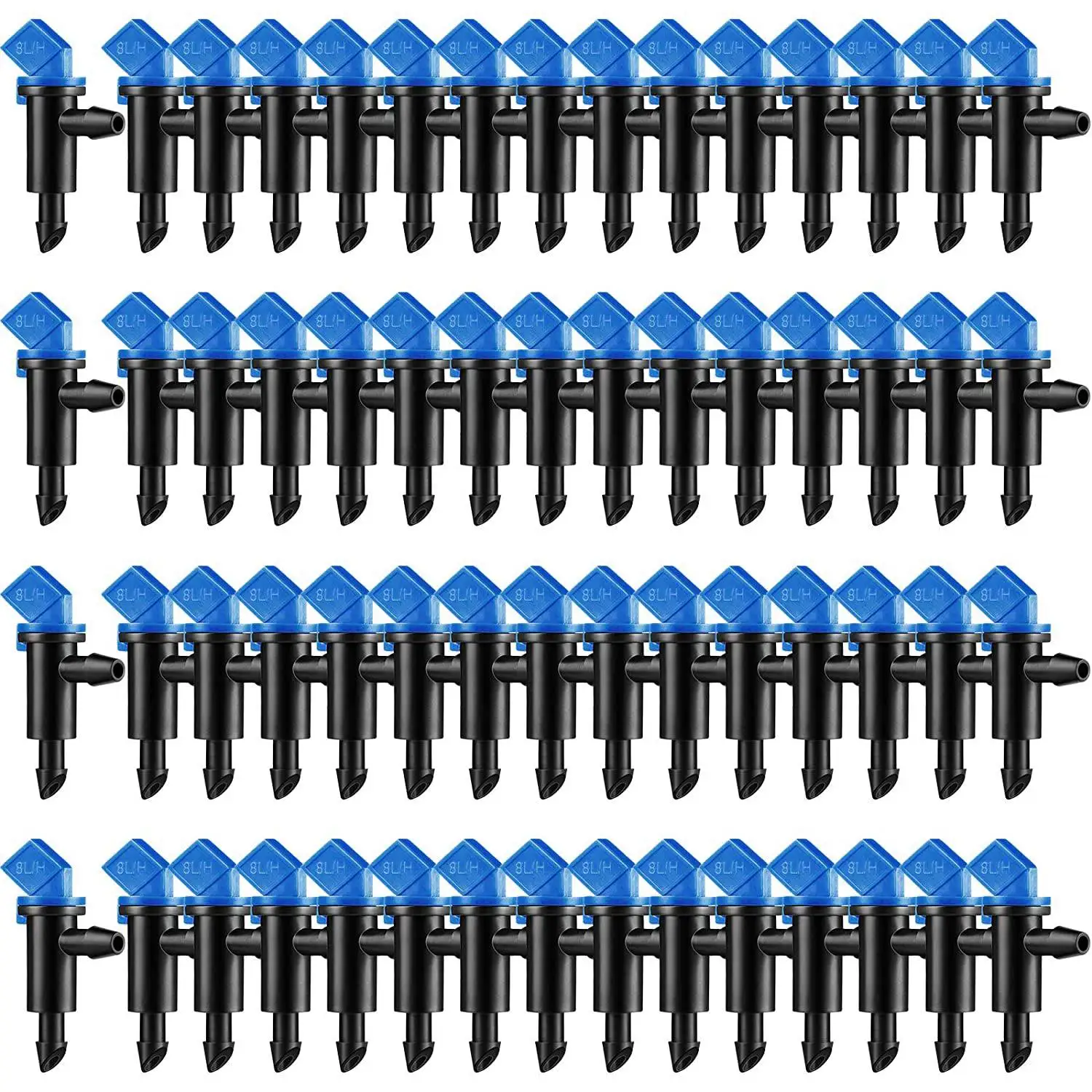 60 Pieces Irrigation Drip Emitter Garden Flag Irrigation Dripper Trees and Shrubs (Blue Black 2GPH)