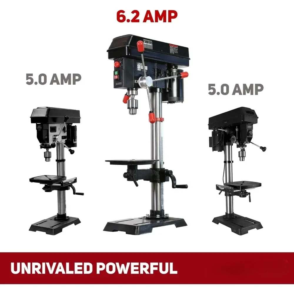 12 INCH 6.2A 3/4HP Professional Bench Drill Press,  Variable Speed Drill Press with IIIA Laser and Work Light