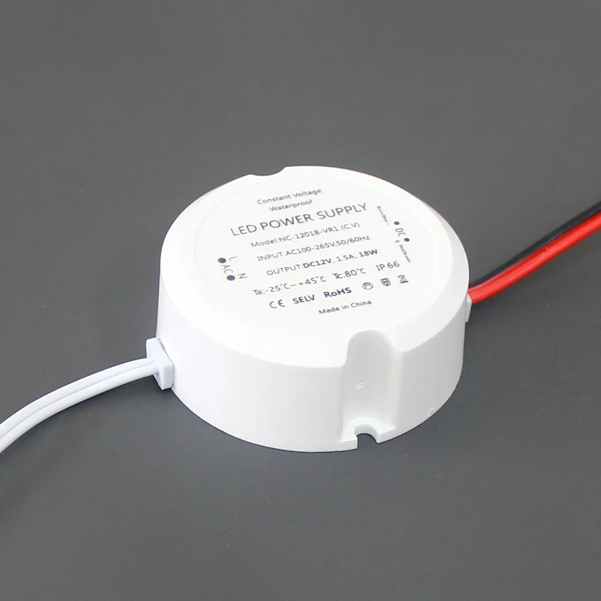18W C.V DC12V/24V  Mini round waterproof LED driver switching power supply lighting transformer universal input voltage