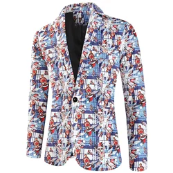 Men's Christmas Suit Santa Printed Lapel Warm Winter Fashion Button Coat Blazer Long Sleeve Casual Loose Jacket 26957919