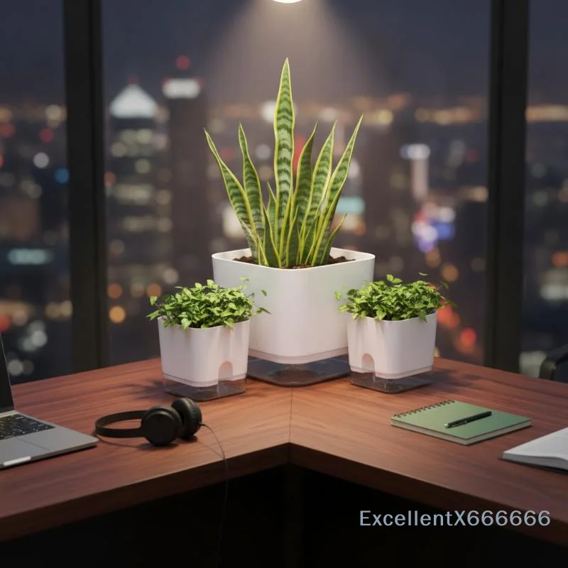 Low Maintenance Self Watering Plant Pot 1Pcs White Square Double Layer Flower Pot for Home Daily
