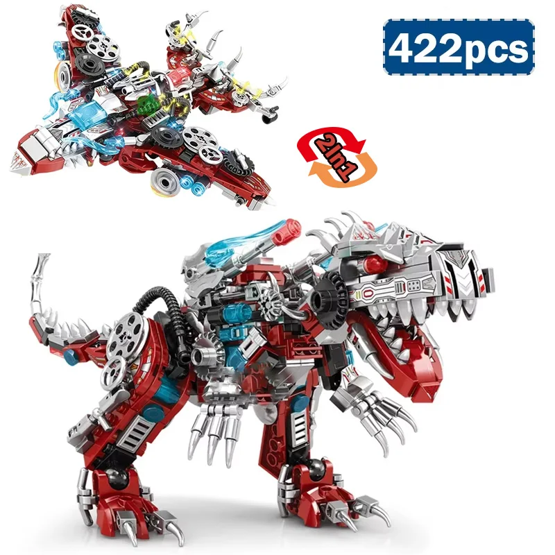 

Механическая модель мира динозавров 2 в 1, строительные блоки, 422 шт., истребитель, обучающая сборка для мальчиков, MOC, кирпичи, игрушки «сделай сам», подарки