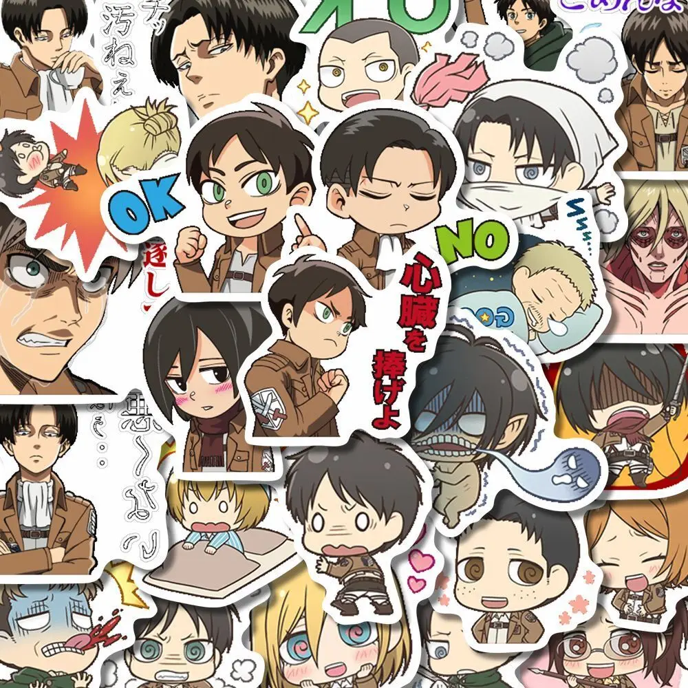 54Pcs Attack On Titan Stickers Laptop Phone Lage Waterproof Graffiti Kawaii Guitar Scrapbook Skateboard Sticker