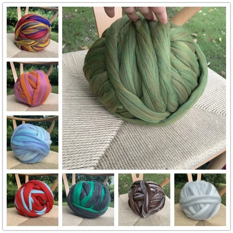 500g super thick 8cm wool hand-woven blanket scarf hat cat's nest pillow wool