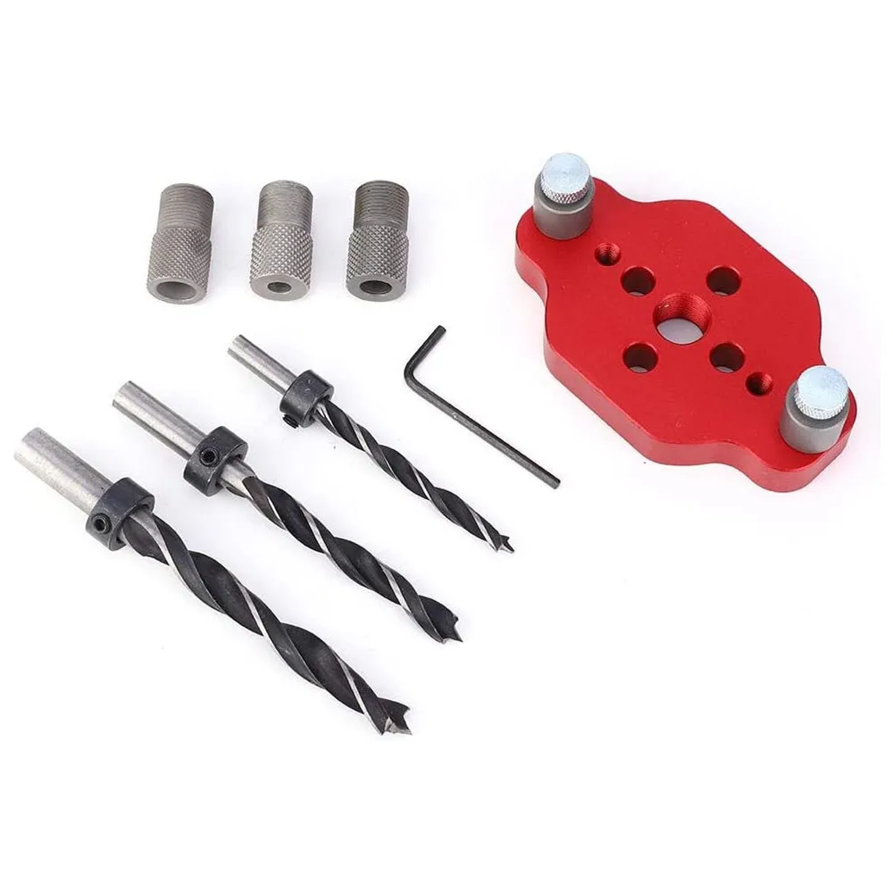 

Woodworking Dowel Drill Guide Kit Straight Hole Positioner Locator Aluminum Alloy DIY Self Centering Dowelling Jig for Carpenter