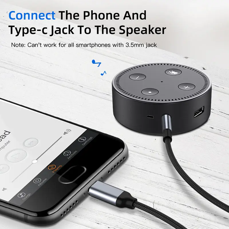 AUX Audio kabel USB C do 3.5mm Jack AUX Cord z głośnikiem samochodowym Adapter do Samsung Xiaomi Huawei uniwersalny konwerter typu C
