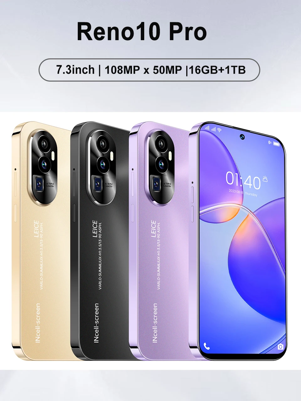 

Screen Protector For Reno10 Pro 16GB+1TB Tempered Glass Film Android 108MP X 50MP Edition Original 7.3''HD 7800mHA