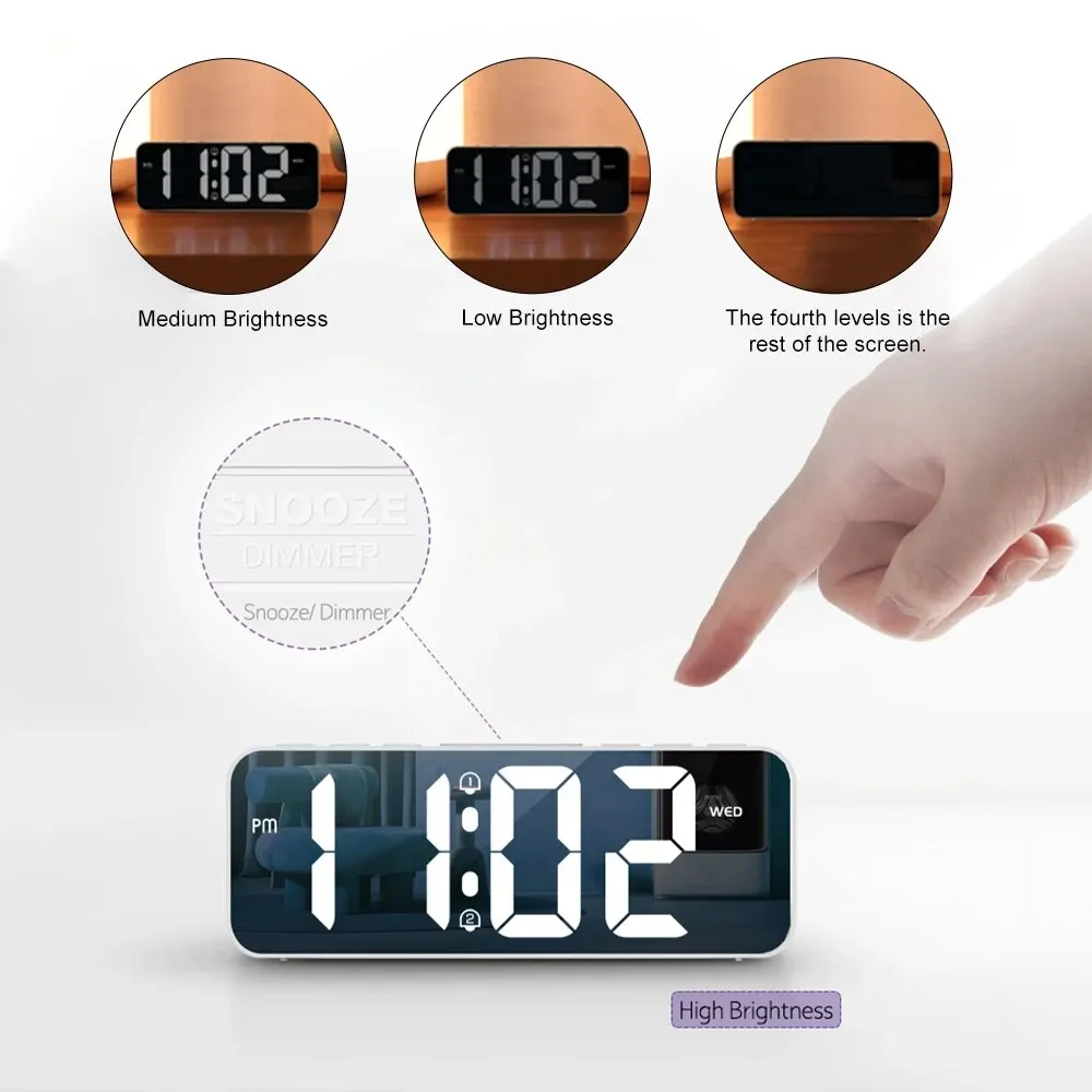 Large Digital Alarm Clock Battery Plug-in Dual-purpose Alarm Clock Type-c Interface Indoor Clock Safe and Energing