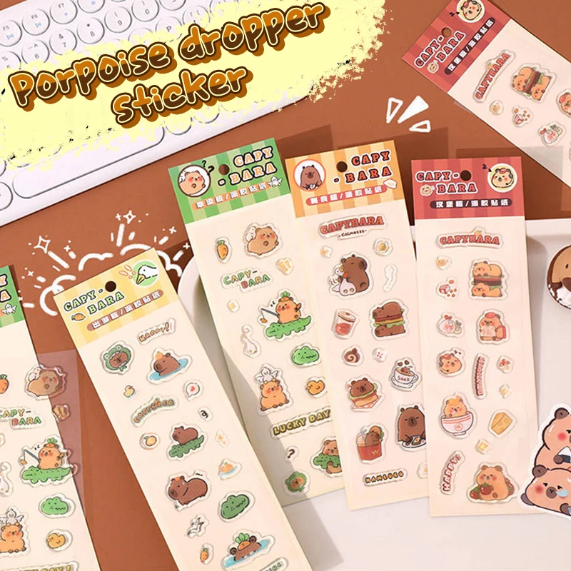 Cute Cartoon Capybara Drop Glue Stickers Creative Self-adhesive DIY Notebook Diary Decoration Multifunctional DIY Stickers