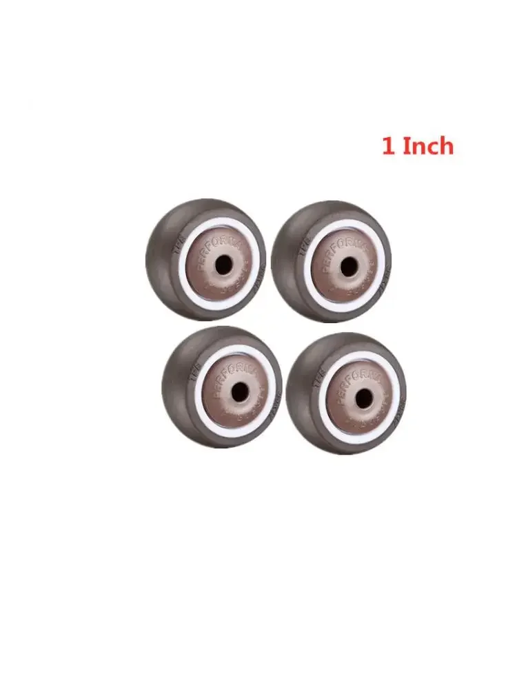 4 Pcs/Lot 1 Inch Brown Single Caster TPE Rubber Wheel Wear-Resistant Silent Universal Accessories Pulley