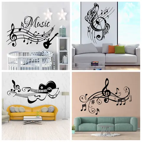 Musical Note Wall Sticker Removable Wall Stickers Diy Wallpaper Living Room Bedroom Wall Decoration Murals