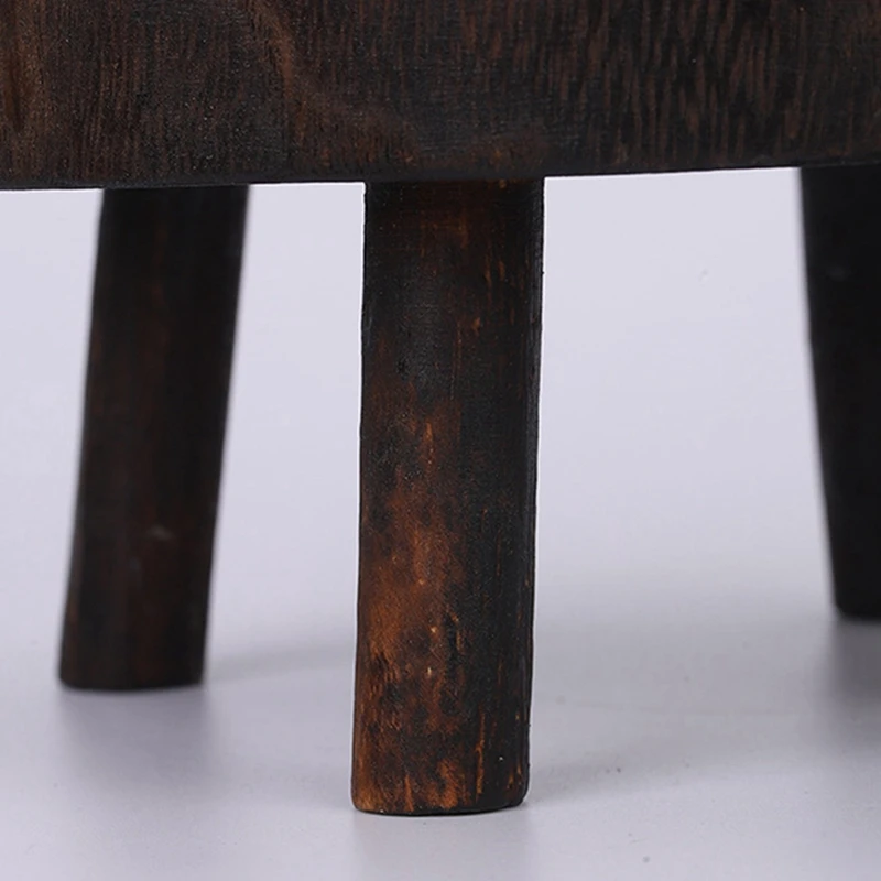 Rustic Round Wood Plant Stand Decorative Shelf