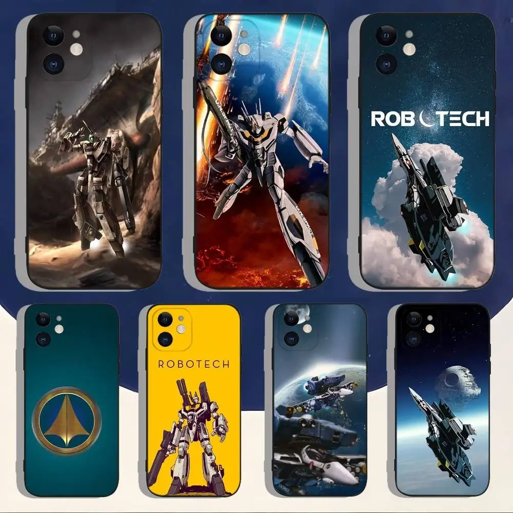 

R-Robotech Robert Macross Phone Case For iPhone 16,15,14,13,12,11,Pro,Max,Plus,X,XS,XR,SE,8,7,Mini,Soft Silicone Black Case