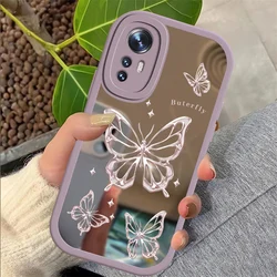 Butterfly Case For Xiaomi Mi 12 Lite 12X 12S Pro Mirror Makeup Soft Cover For Xiaomi Mi 11T Pro 11 Lite 5G NE 10T 10 9 8 Lite