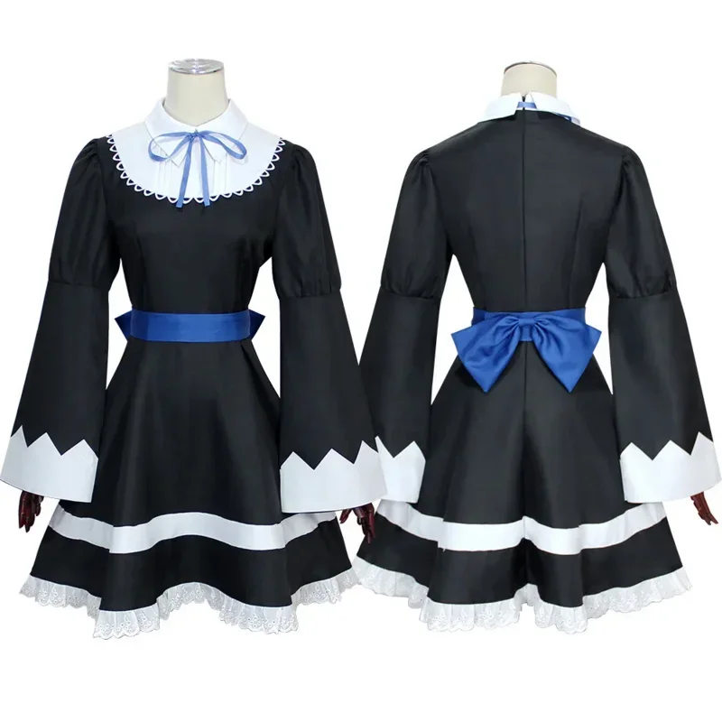 Disfraz de Cosplay de Anime para niñas, medias de Panty, anarquía, vestido de sirvienta Lolita, cinturón, sombreros, ropa de fiesta de Halloween, vestido de otoño