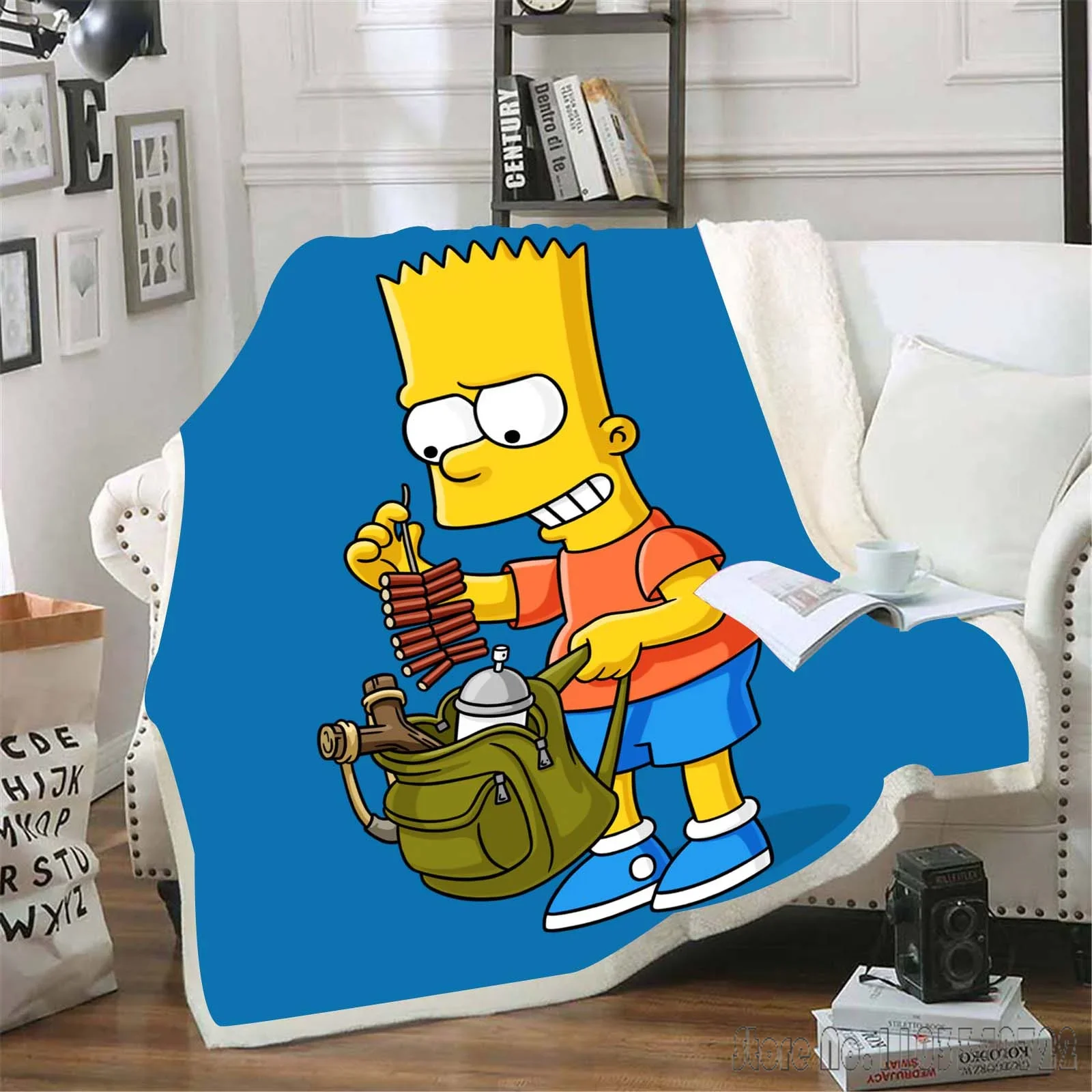 The S-Simpsons Travel Airplane Anime Fluffy Blanket Blankets For Winter Plush And Throws Bed Microfiber Fabric Home