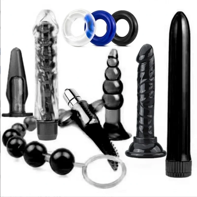 Anal Plug Set 10Piece Combination Adult Male and Female Vestibular Pull Ball SM Flirting and Masturbation Vibrating Rod Supplies