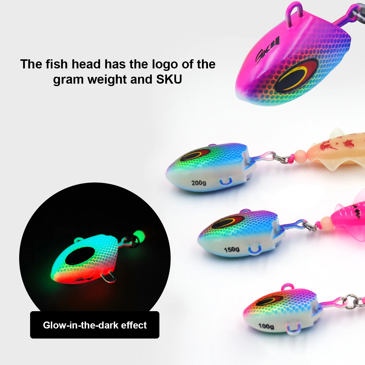 ZYZHE JIG Head Squid Bait With Double Sharp Hooks 100G 150G 200G Deep Sea Fishing String Hooks For Tuna Grouper Snapper - view 4