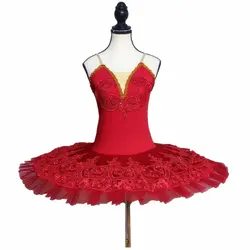 Rose Red Professional Ballet Tutu Skirt For Girl White Swan Toddler Performance Stage Dance Costumes