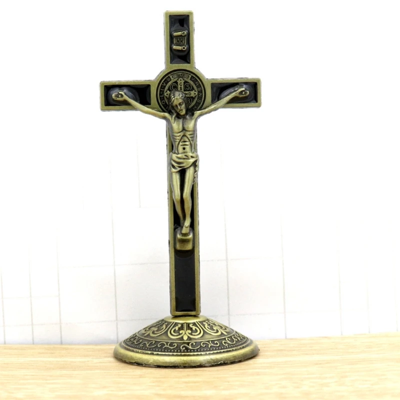 Holy Table Cross Jesus Christ on the Stand Christian Church Relics Figurines Catholic Antique Home Decoration