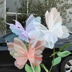 50cm Artificial Butterfly Giant Gauze Silk Yarn Fake Butterfly Outdoor Holiday Decoration Display Three-dimensional Butterfly