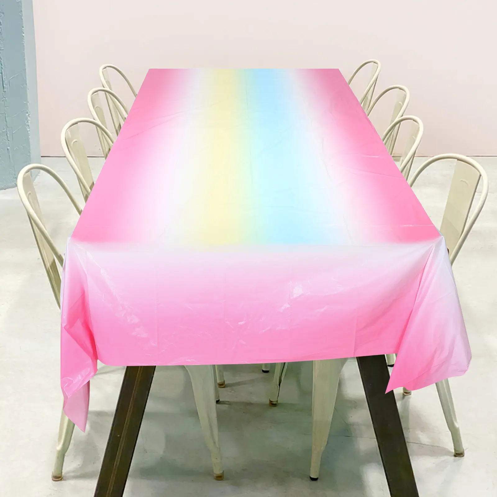 Colorful Birthday Tablecloth Disposable Rectangular Plastic Table Cover Party Decorations Wedding Events Dining Table Cloth