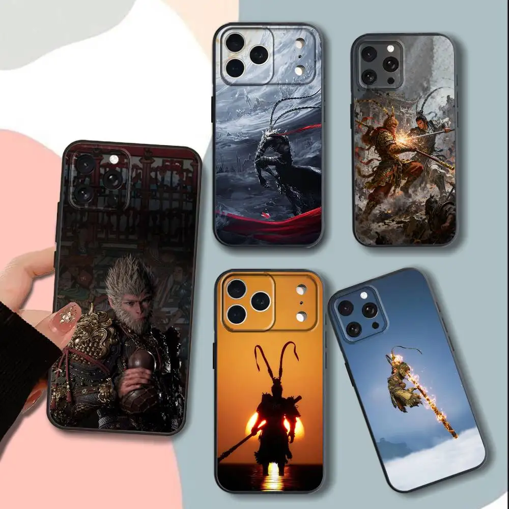 

Blacks Myths game W-Wu-Kong Phone Case For iPhone 15,13,16,12,11,17,14,Plus,Pro,Max,XS,XR,X,SE,Mini,Soft Silicone Black Cover