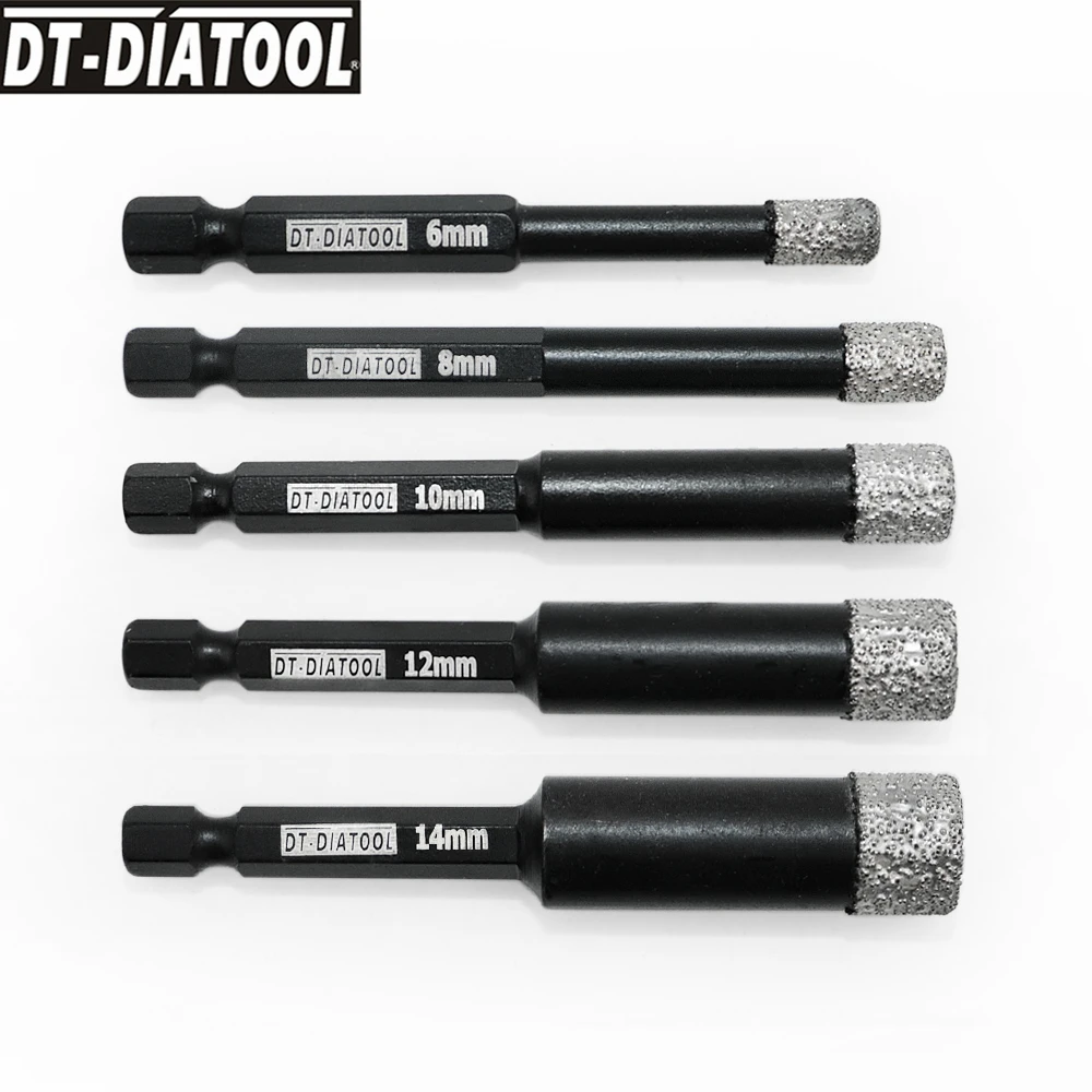 

DT-DIATOOL 1pc Tile Cutter Diamond Dry Drill Bits Hole Saw Cutter for Tile Granite Marble Ceramic Dia 6/8/10/12/14mm Holes Drill