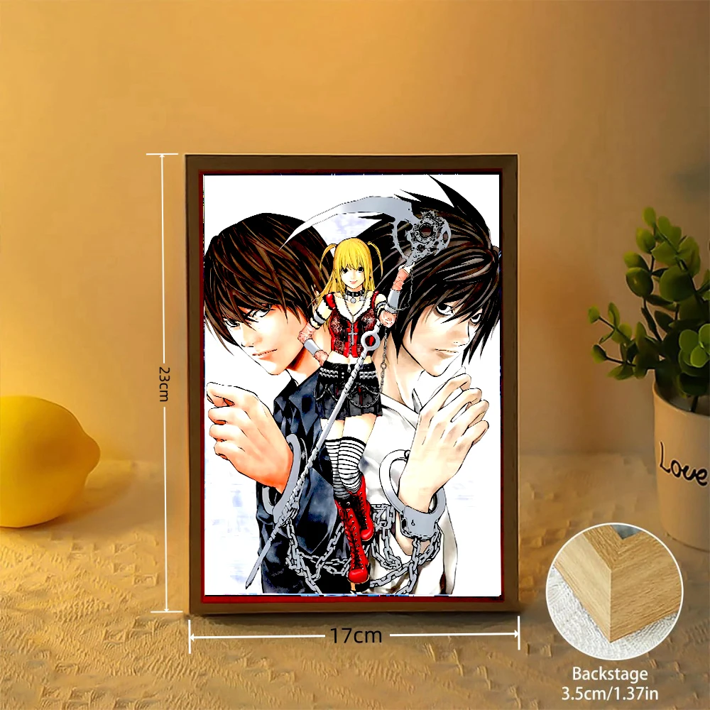 Anime Figure Death Note Light Painting Photo Frame Night Light L Killer Action Figures Room Decor Christmas Gifts Kids Moon Lamp