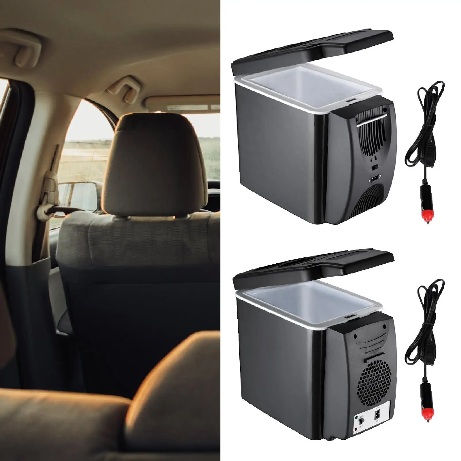 Small Car Refrigerator Mini Fridge Cooler Hiking Compact Auto Beverage Outdoor
