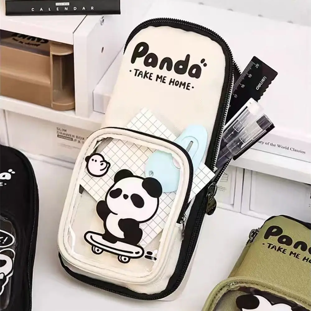 Panda Pen Bag Portable Schoolbag Type Large Capacity Pencil Case Waterproof Cosmetic Bag Boys/Girls