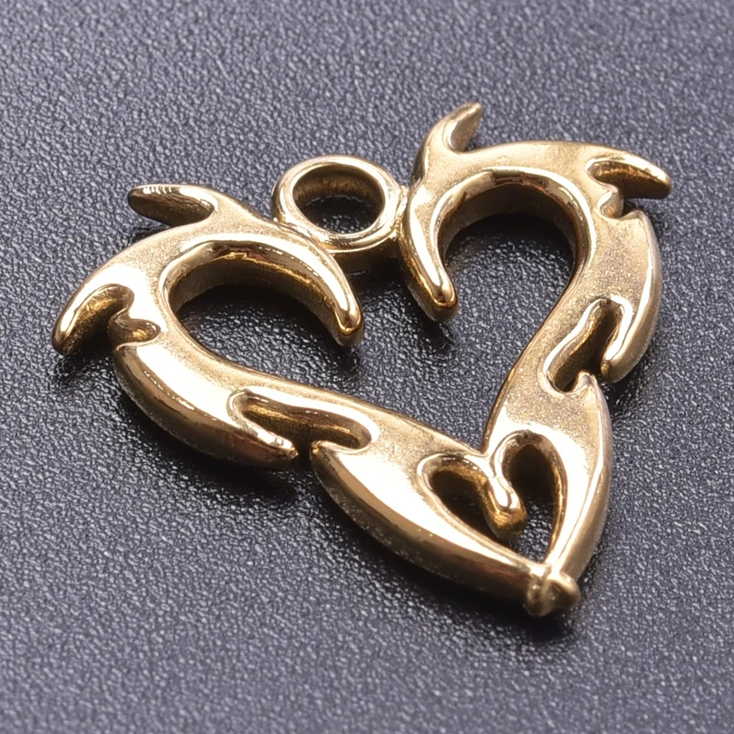 6pcs/Lot Mutlistyle Stainless Steel Heart Charms For Jewelry Making Supplies Sun Dragon Three-Dimensional Love Pendant Breloques