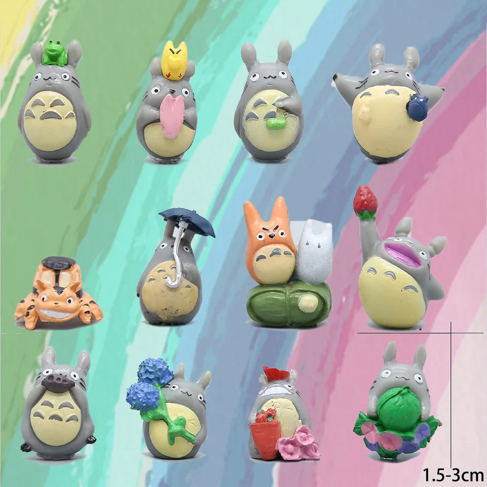 토토로 피규어 미니 스태츄 - 애니메이션 미야자키 하야오 시리즈 귀여운 미니어처 자동차 장식품 어린이 선물 장식용 수집품