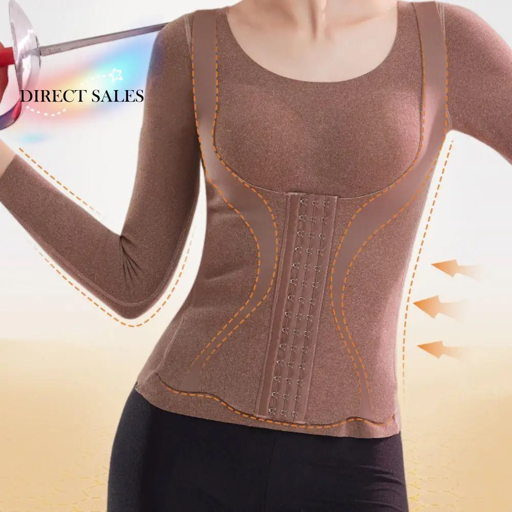 

Slimming Thermal Shapewear Body Shapers Belly Contracting Thermal Underwear Women Velvet Long Sleeves Winter Warm Top
