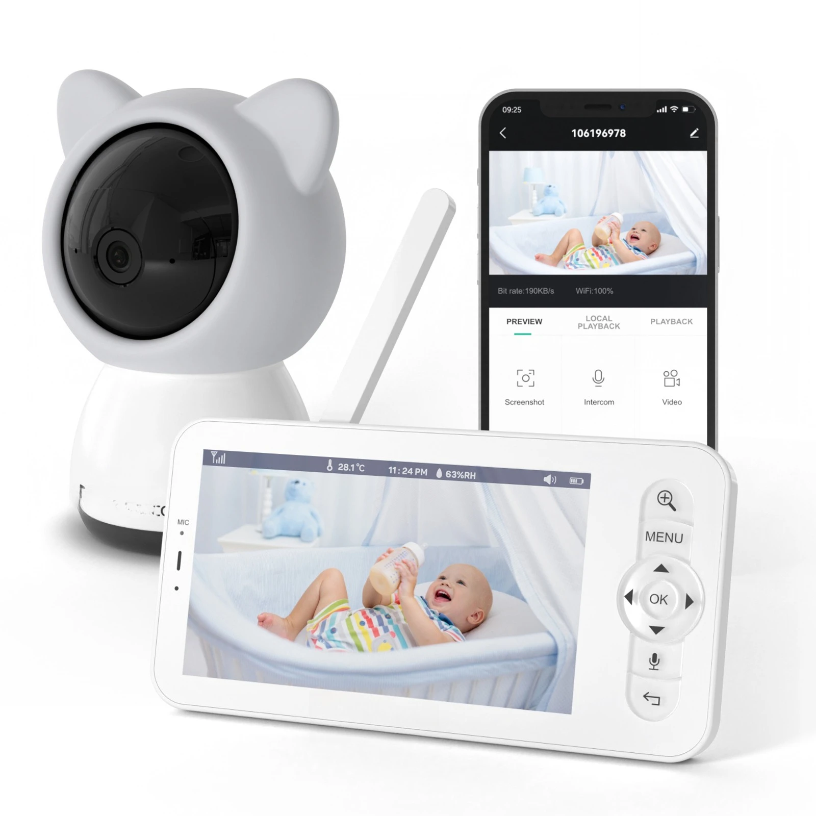 Monitor Monitor Cámara Intercomunicador inalámbrico Monitor Monitoreo de teléfono móvil Cuidado de personas mayores